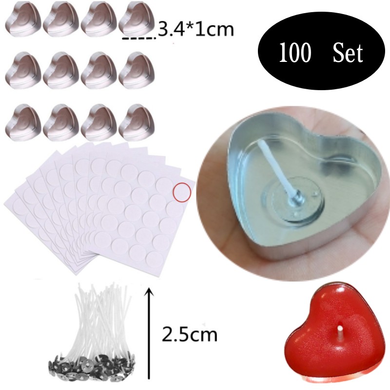 100 Sets Heart shaped Empty Al - Candle Containers review and price
