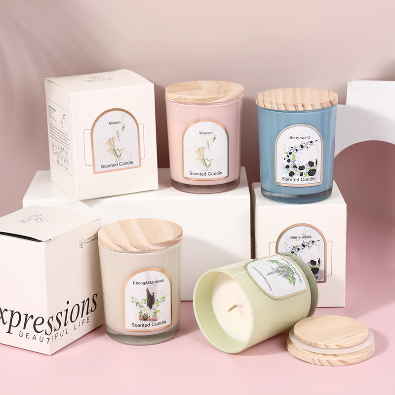 Wood cover colored glass scent - Candle Fragrance review and price
