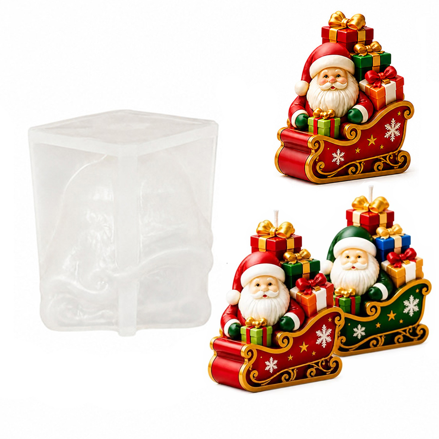 Sled Santa Claus and Gift Box  - Candle Containers review and price
