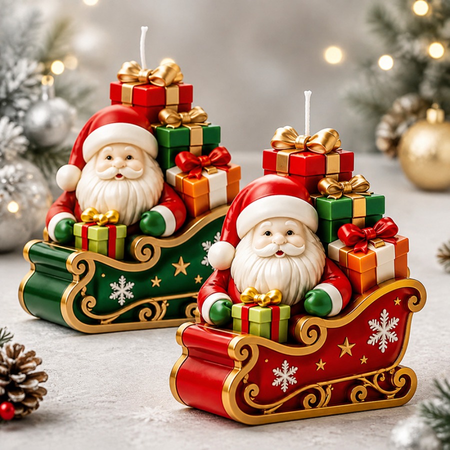 Sled Santa Claus and Gift Box  - Candle Containers review and price