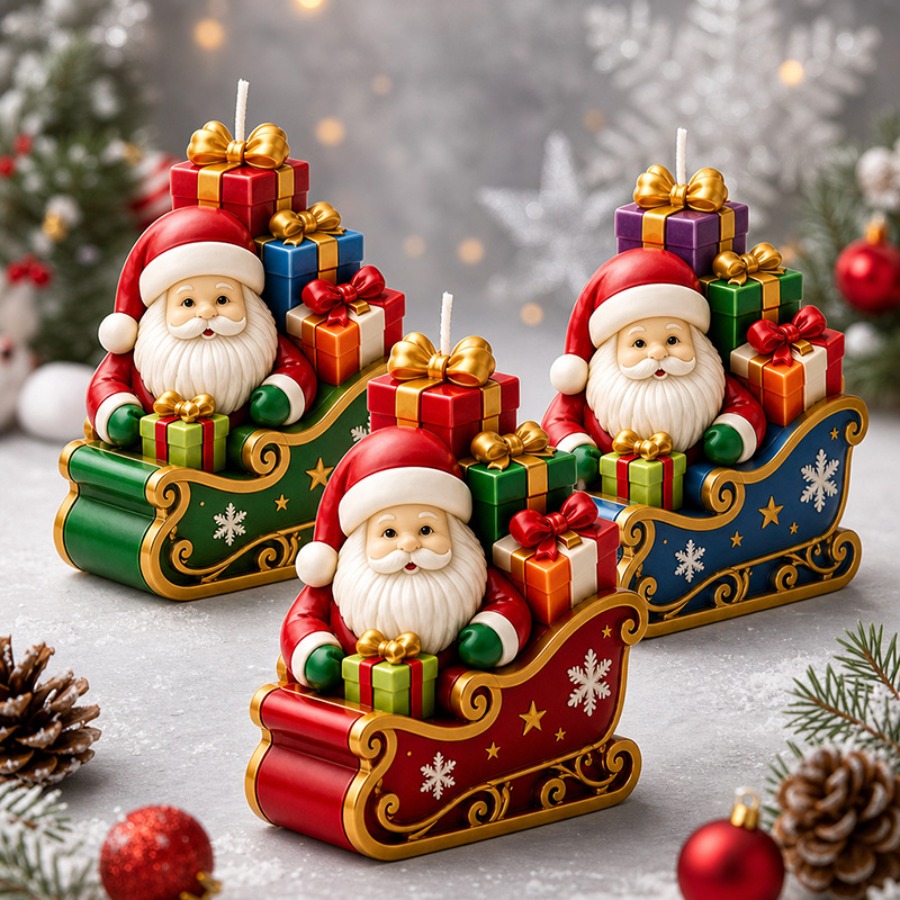 Sled Santa Claus and Gift Box  - Candle Containers review and price